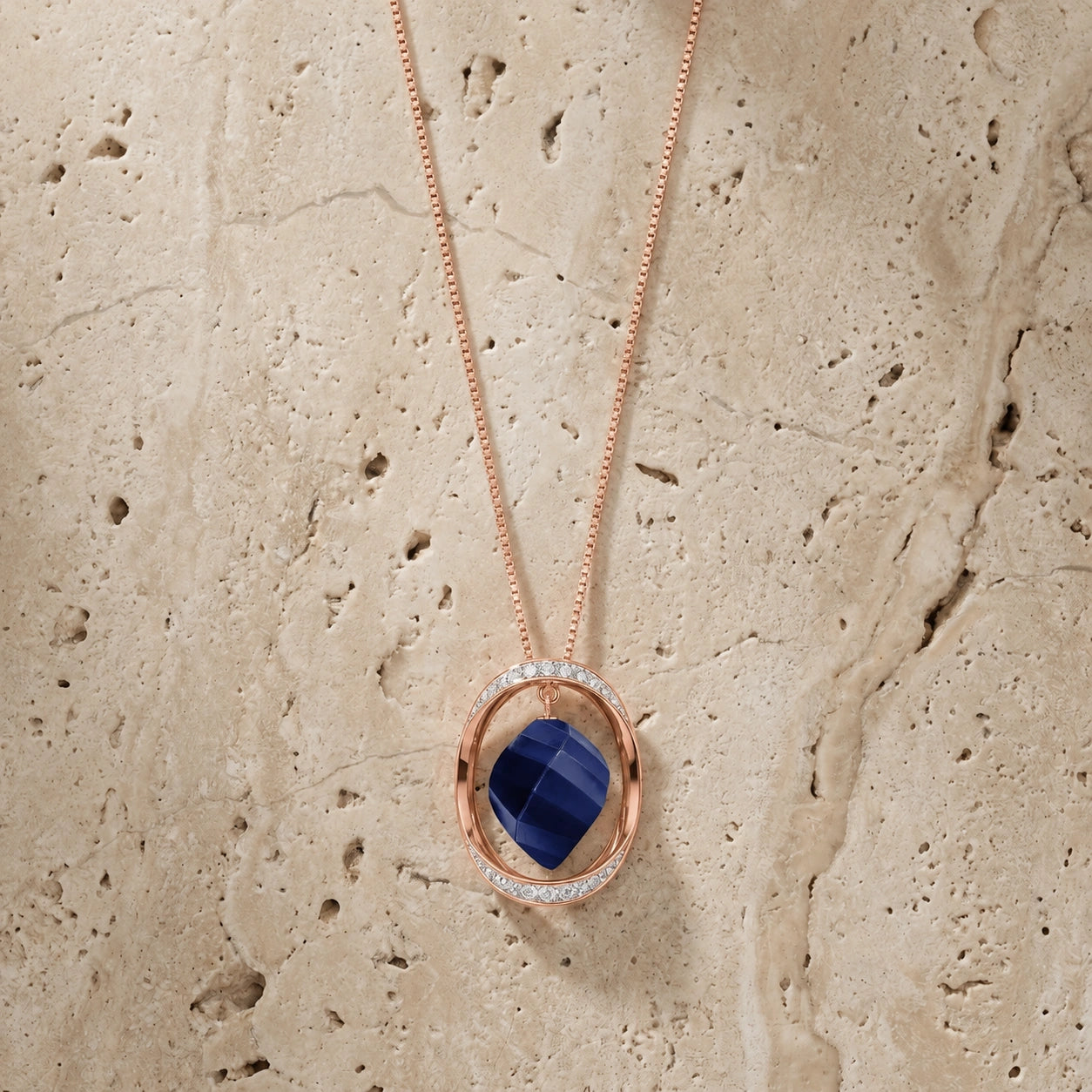 Rose Gold Pendant Necklace Sapphire 10K — Loretta