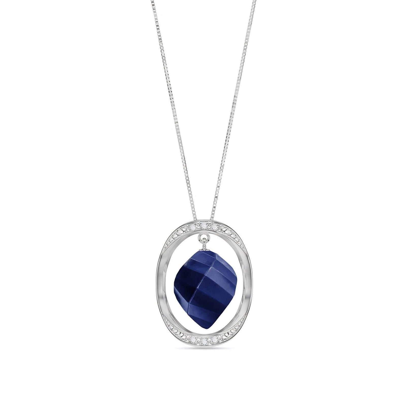 White Gold Pendant Necklace Sapphire 10K — Loretta