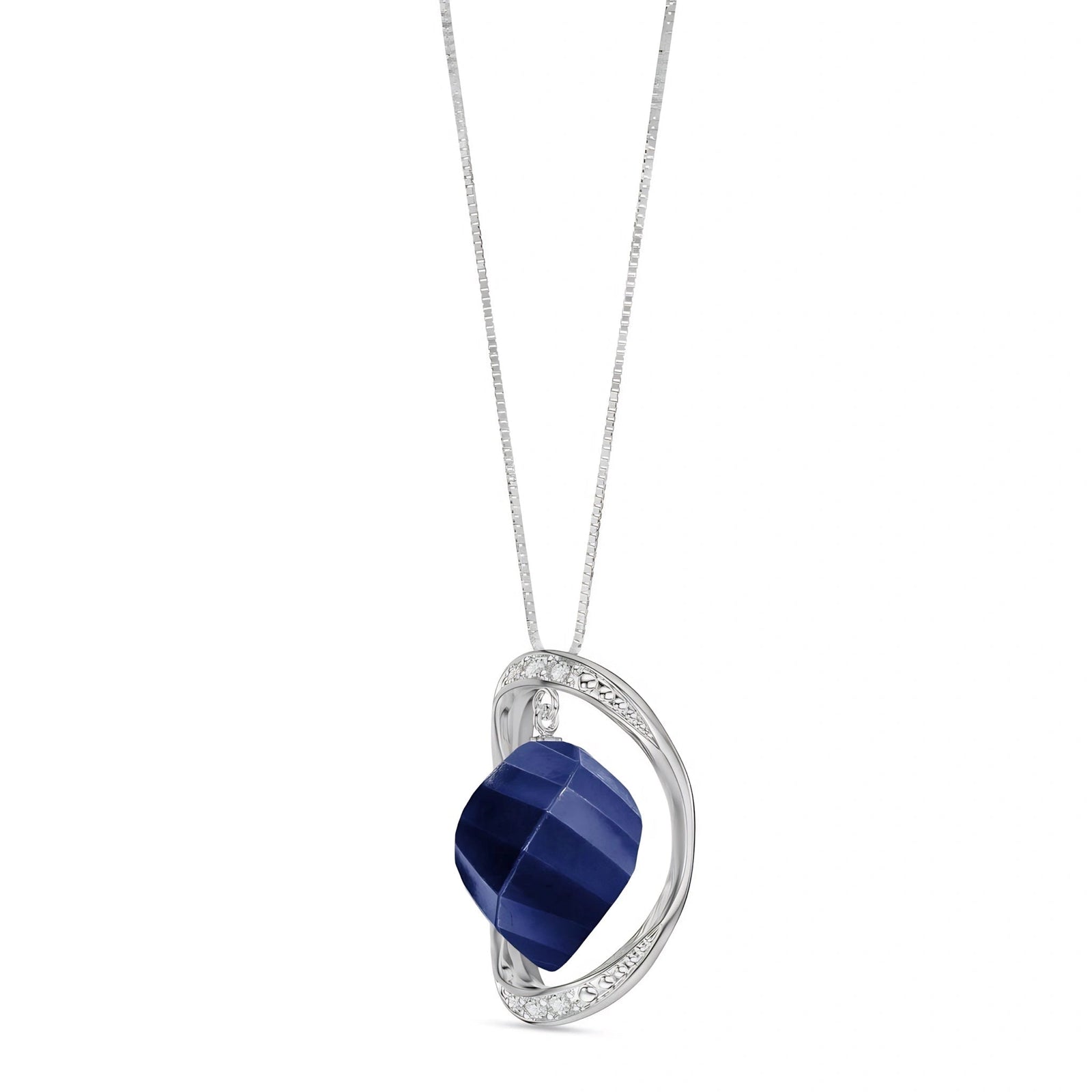 White Gold Pendant Necklace Sapphire 10K — Loretta