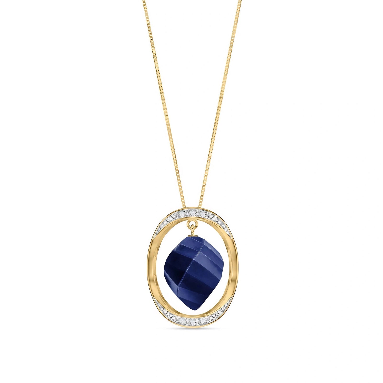 Yellow Gold Pendant Necklace Sapphire 10K — Loretta