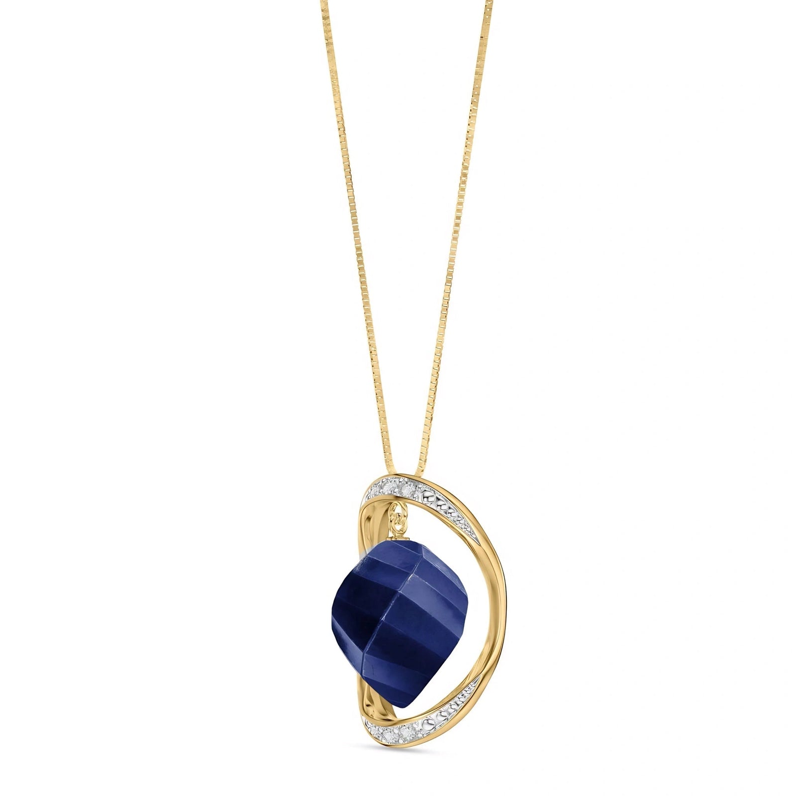 Yellow Gold Pendant Necklace Sapphire 10K — Loretta