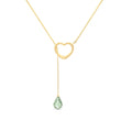 Yellow Gold Heart Pendant Drop Necklace Green Amethyst 10K — Lucia