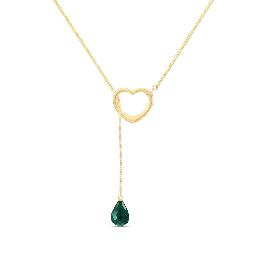Yellow Gold Heart Pendant Drop Necklace Emerald 10K — Lucia
