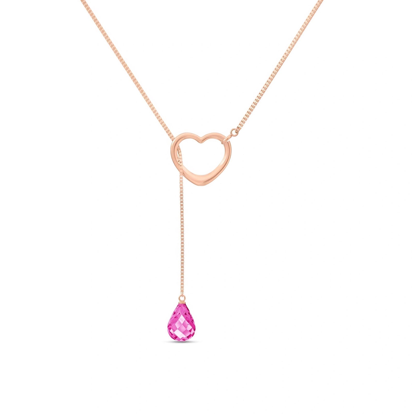 Rose Gold Heart Pendant Drop Necklace Pink Topaz 10K — Lucia