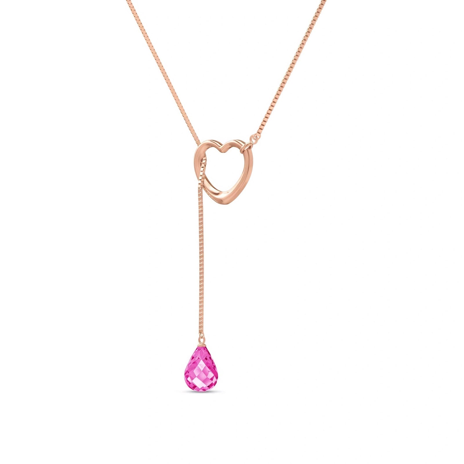 Rose Gold Heart Pendant Drop Necklace Pink Topaz 10K — Lucia