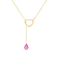 Yellow Gold Heart Pendant Drop Necklace Pink Topaz 10K — Lucia