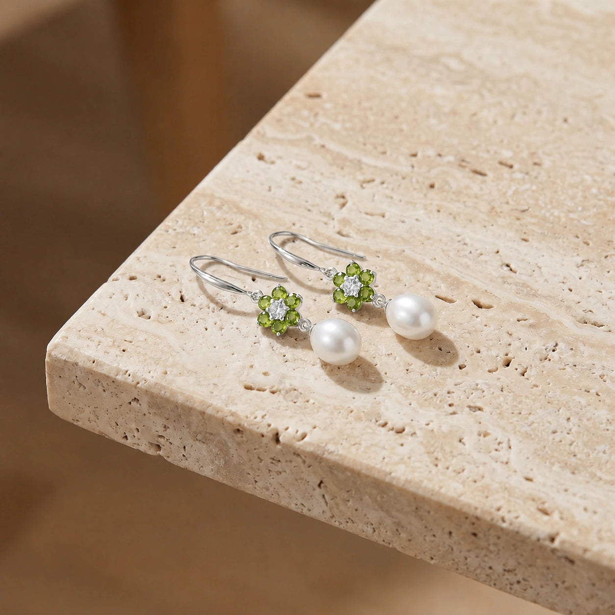 White Gold Celeste Earrings Multi-Gemstone 10K — Giuseppa