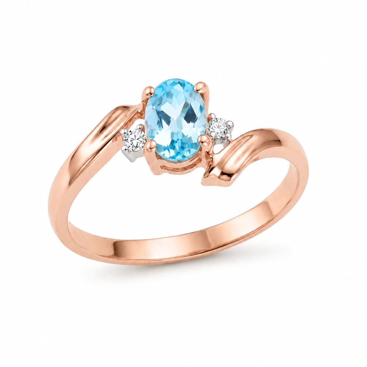 Rose Gold Blue Topaz & Diamond — Annabella