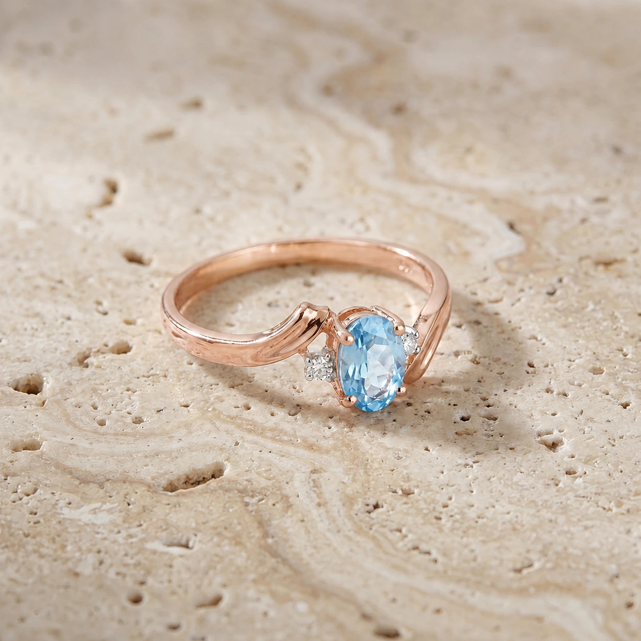 Rose Gold Blue Topaz & Diamond — Annabella