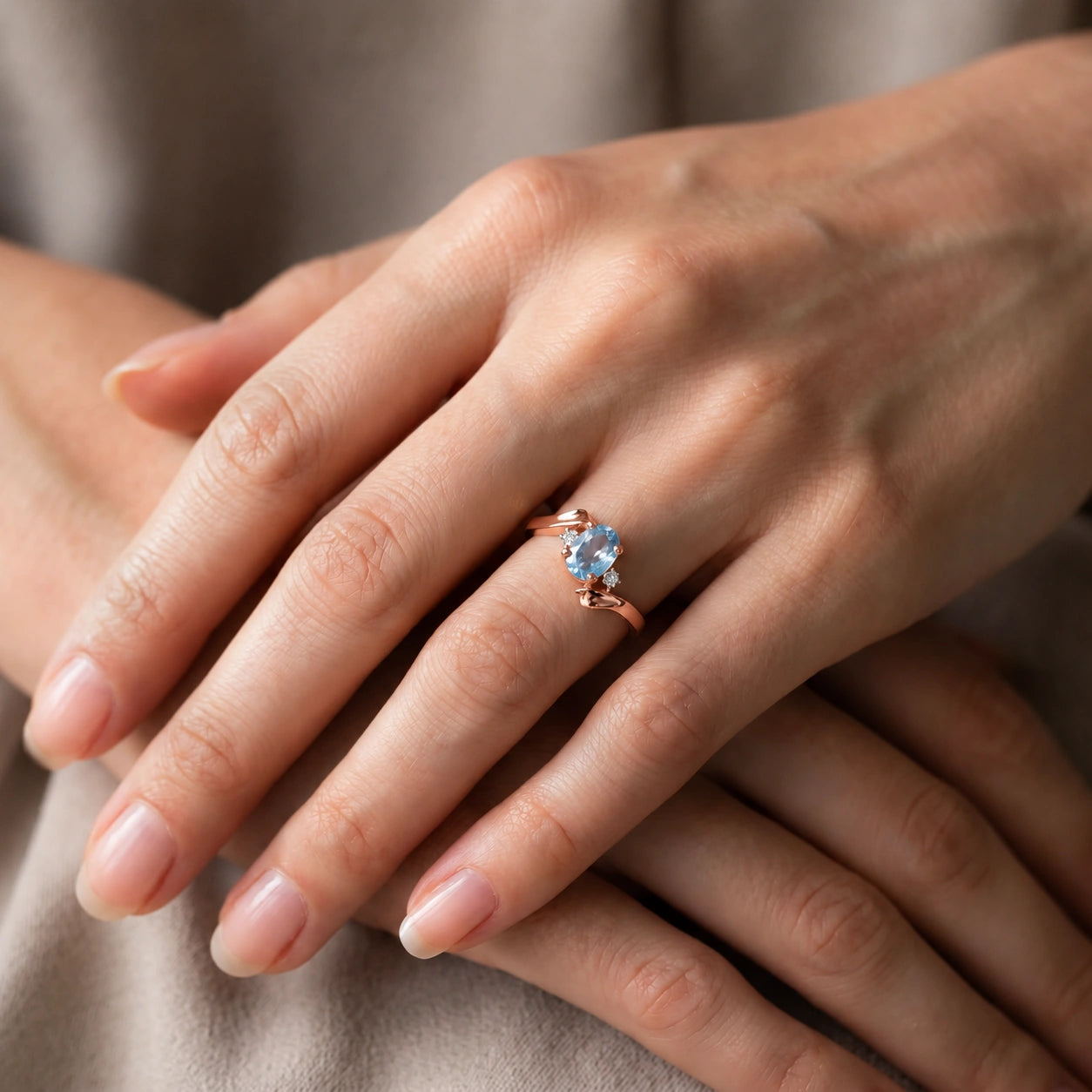 Rose Gold Blue Topaz & Diamond — Annabella