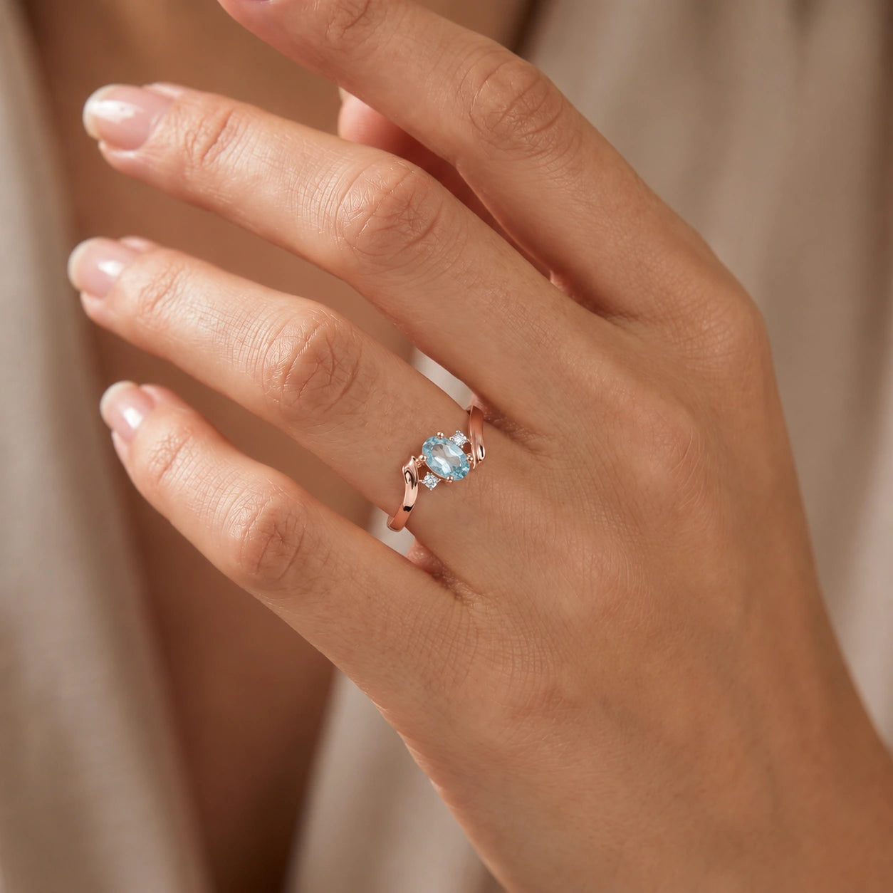 Rose Gold Blue Topaz & Diamond — Annabella