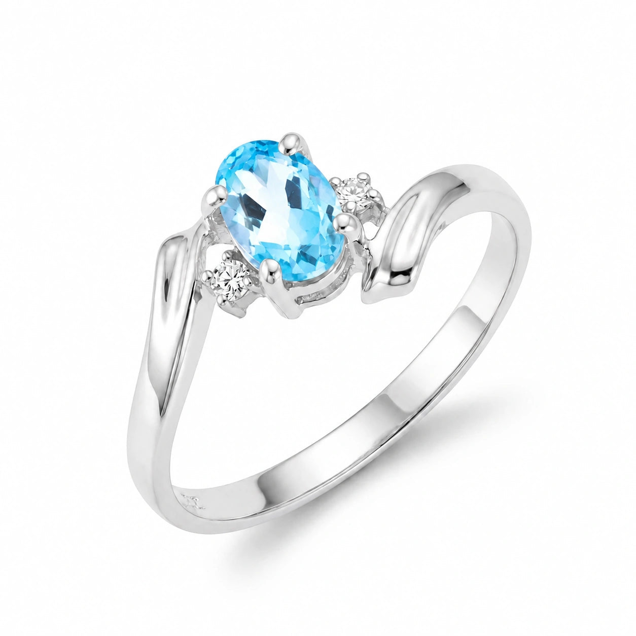 White Gold Blue Topaz & Diamond — Annabella