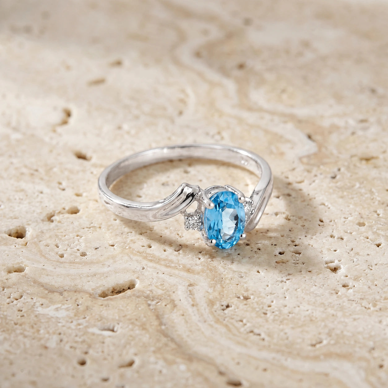 White Gold Blue Topaz & Diamond — Annabella