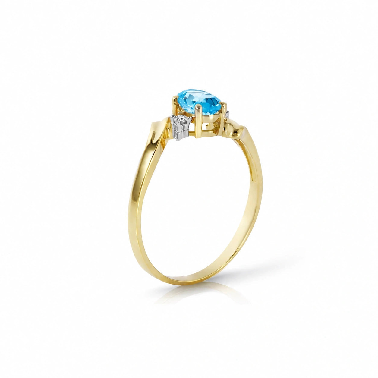 Yellow Gold Blue Topaz & Diamond — Annabella