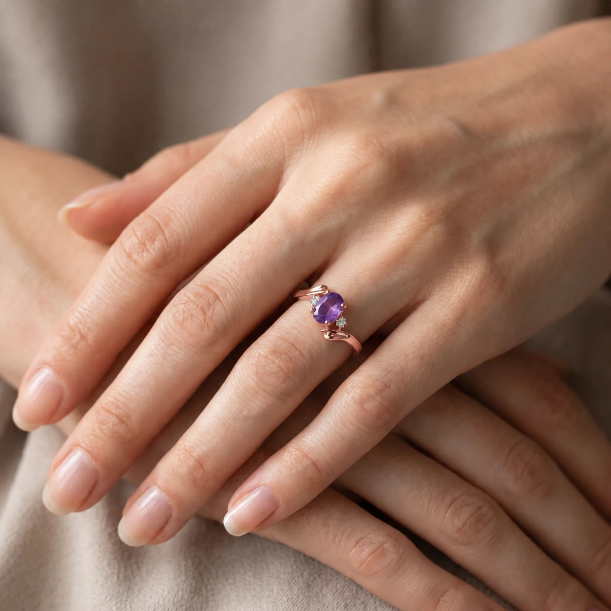Rose Gold Diamond & Amethyst — Annabella