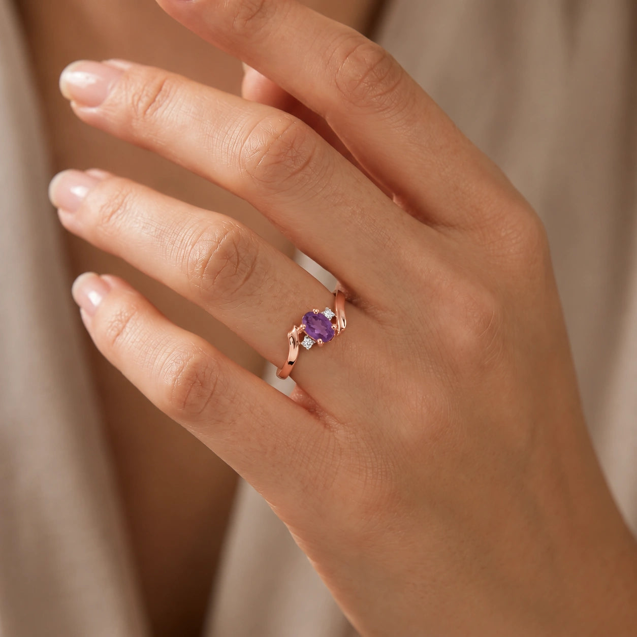 Rose Gold Diamond & Amethyst — Annabella