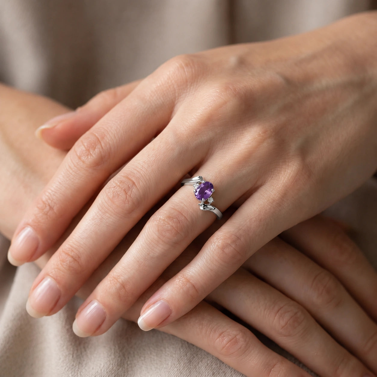 White Gold Diamond & Amethyst — Annabella