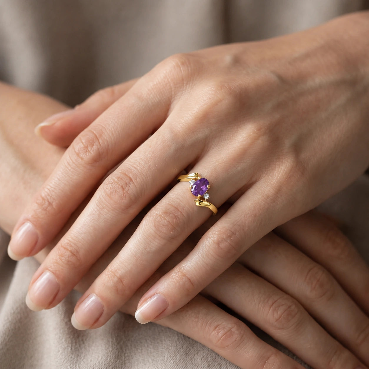Yellow Gold Diamond & Amethyst — Annabella