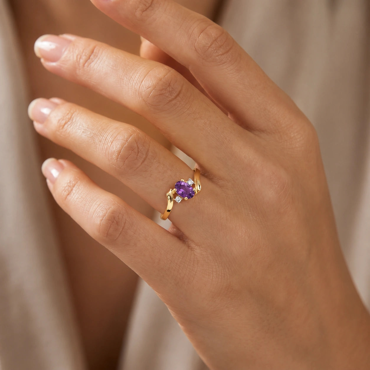 Yellow Gold Diamond & Amethyst — Annabella