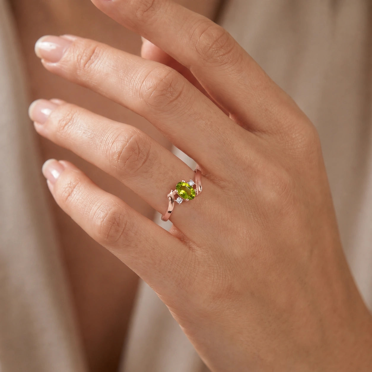 Rose Gold Peridot & Diamond — Annabella