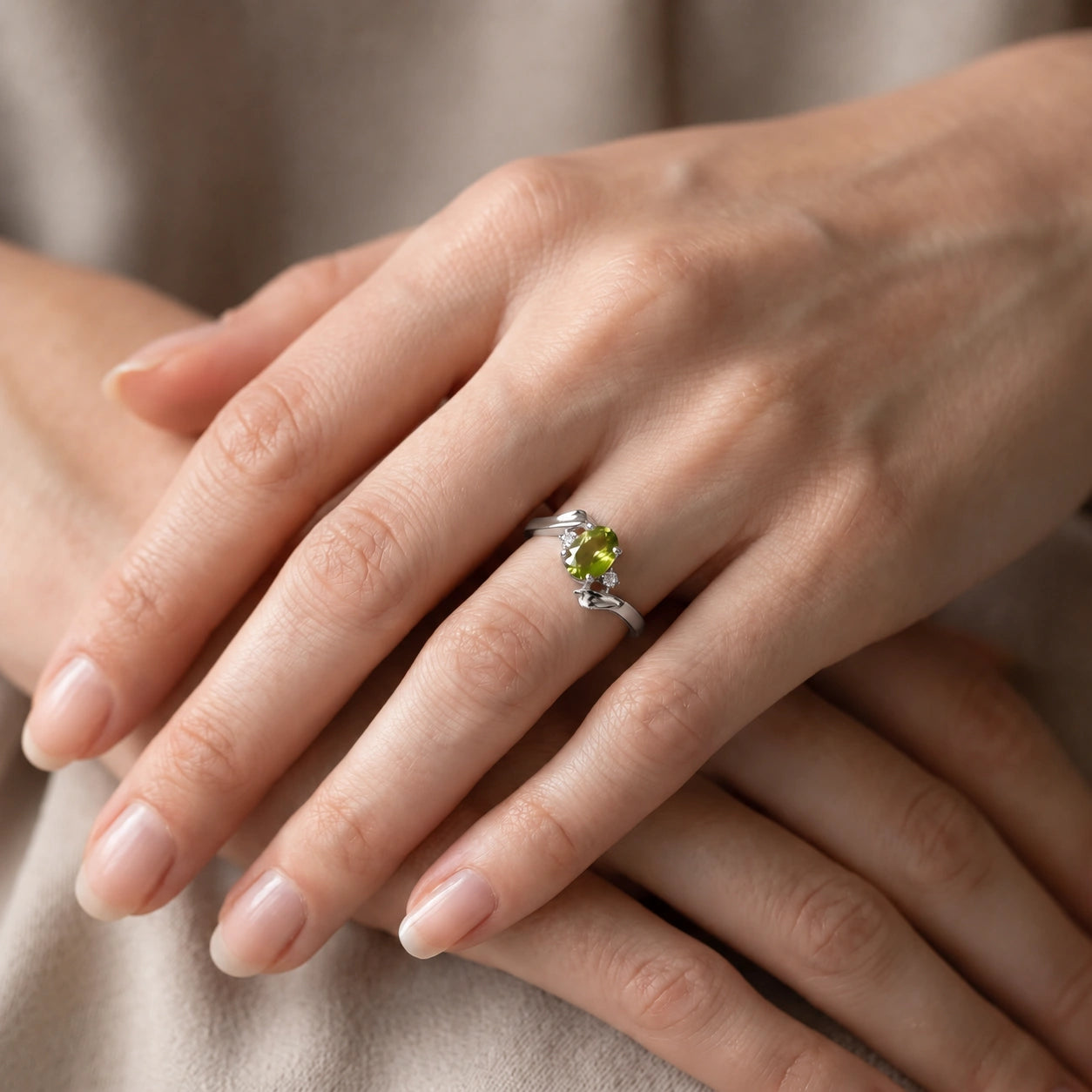 White Gold Peridot & Diamond — Annabella