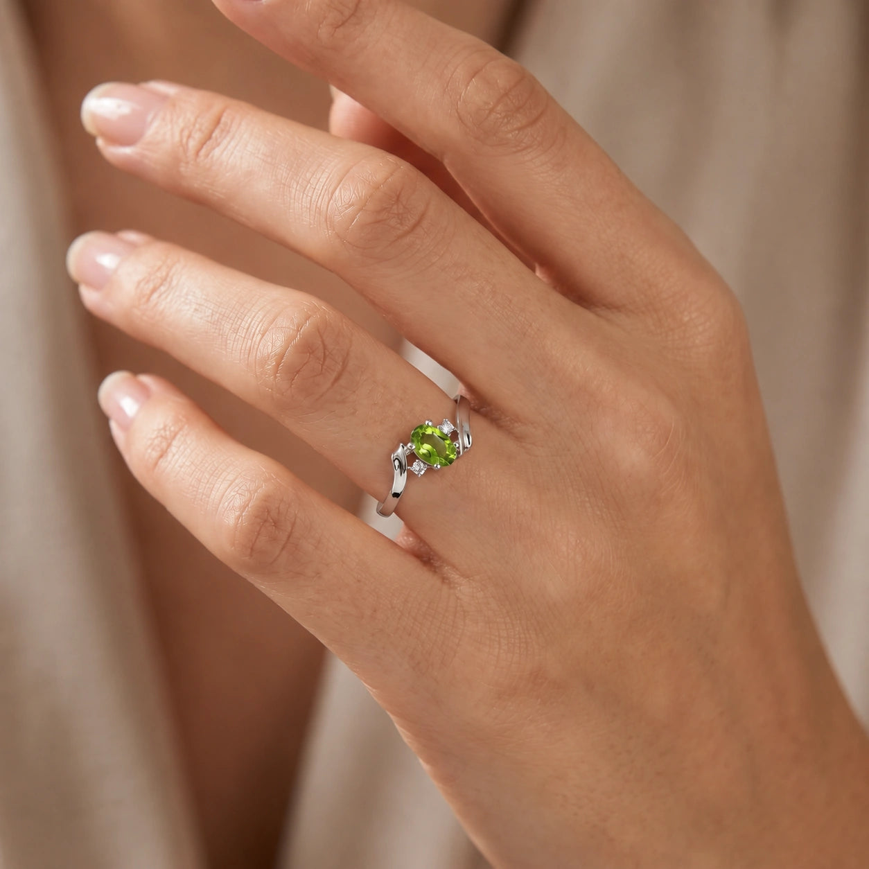 White Gold Peridot & Diamond — Annabella