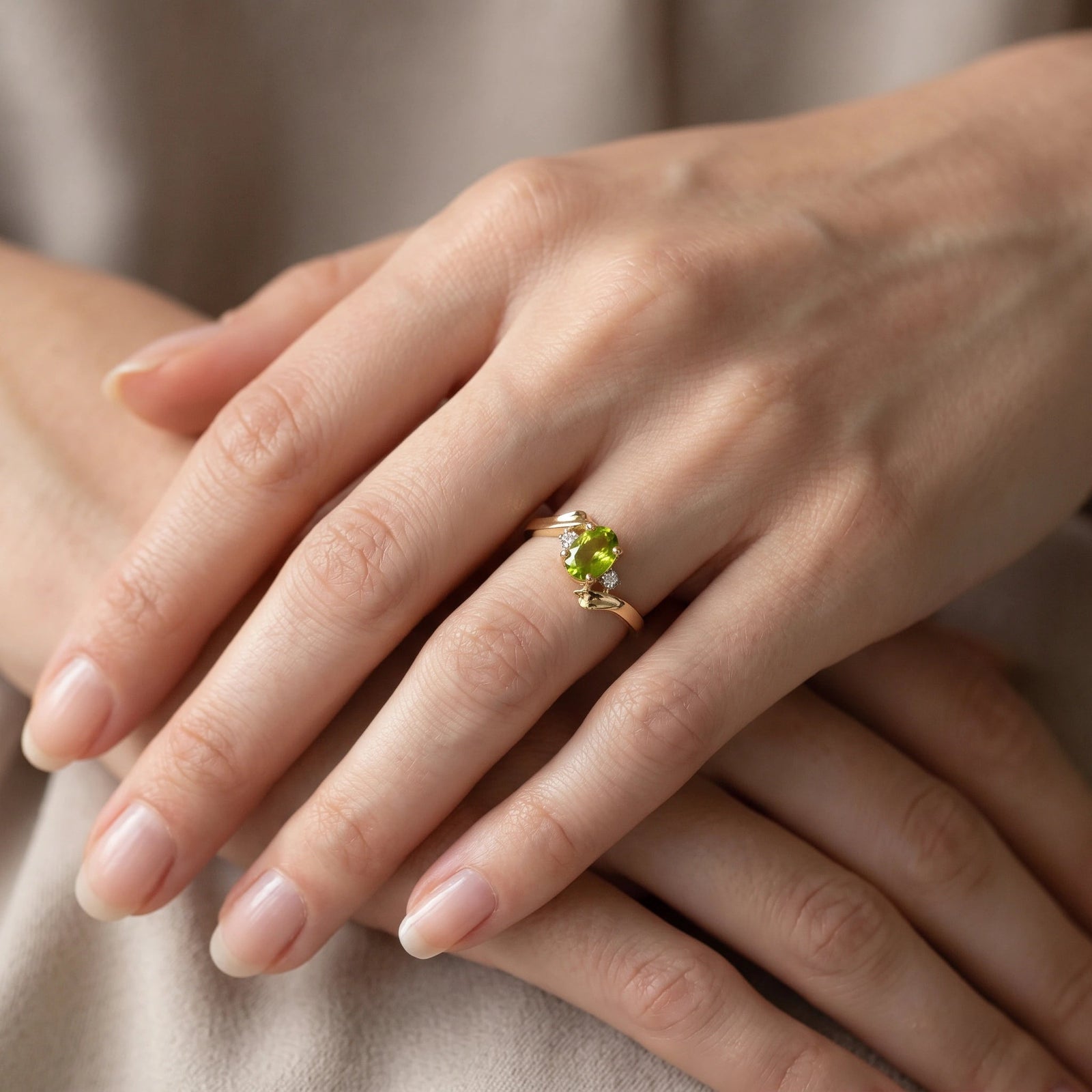 Yellow Gold Peridot & Diamond — Annabella