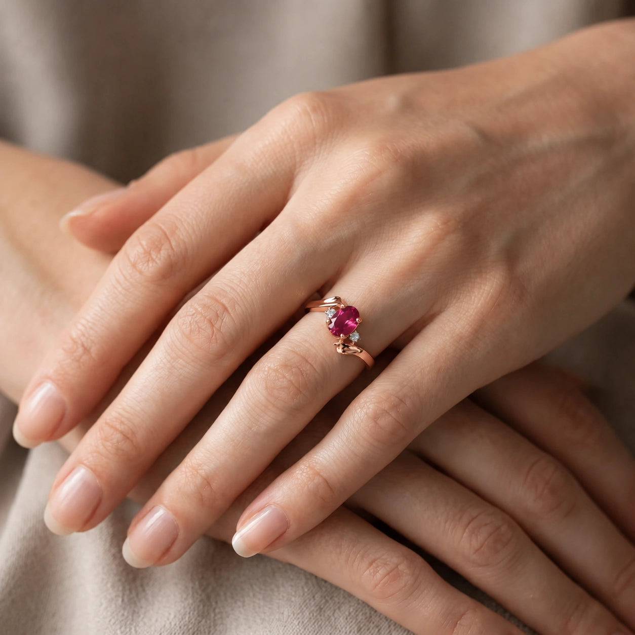 Rose Gold Ruby & Diamond — Annabella