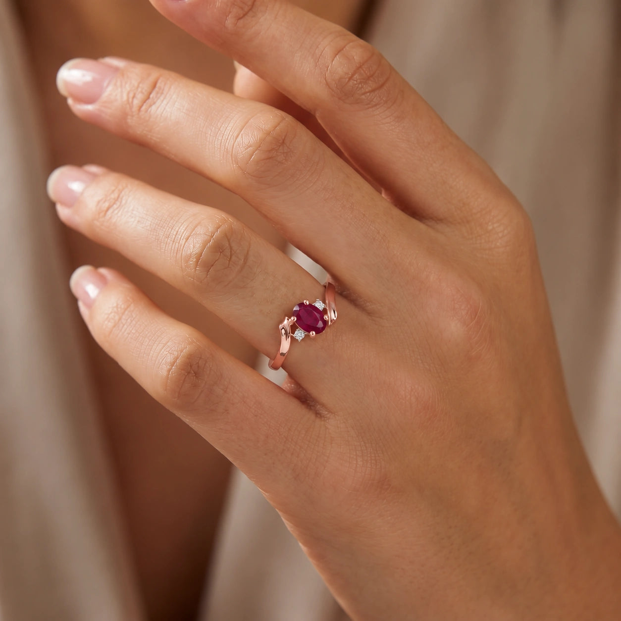 Rose Gold Ruby & Diamond — Annabella