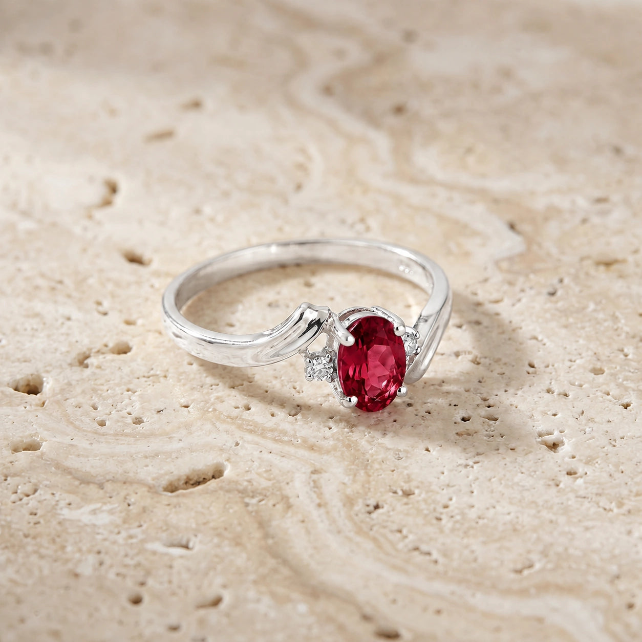 White Gold Ruby & Diamond — Annabella