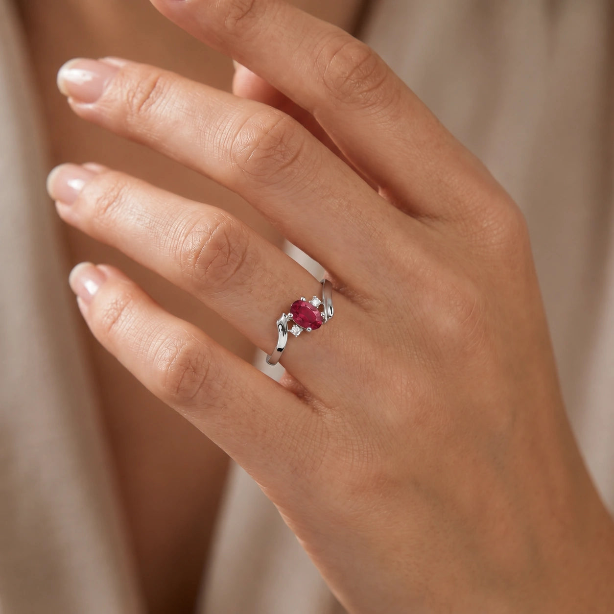 White Gold Ruby & Diamond — Annabella