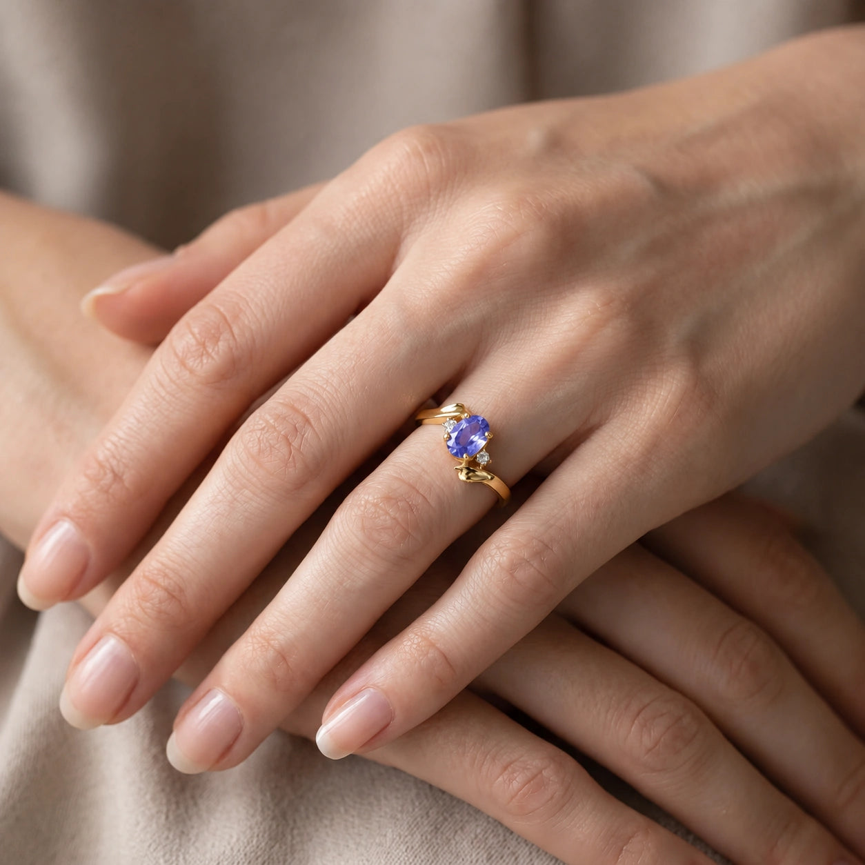 Yellow Gold Tanzanite & Diamond — Annabella