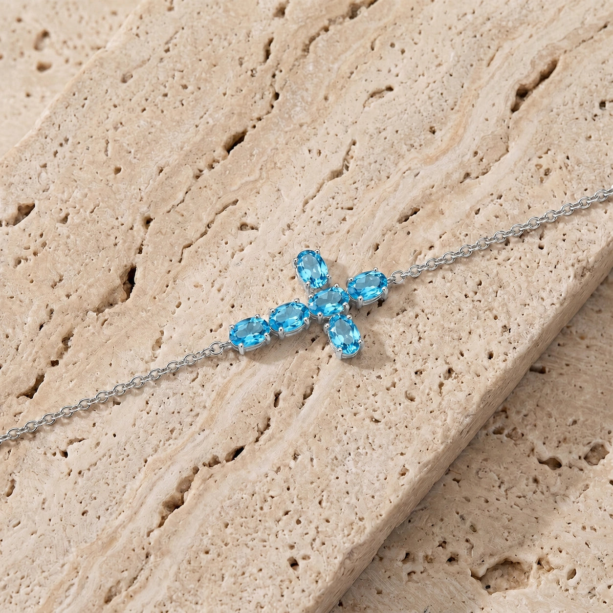 White Gold Celeste Bracelet Blue Topaz 10K — Lucrezia