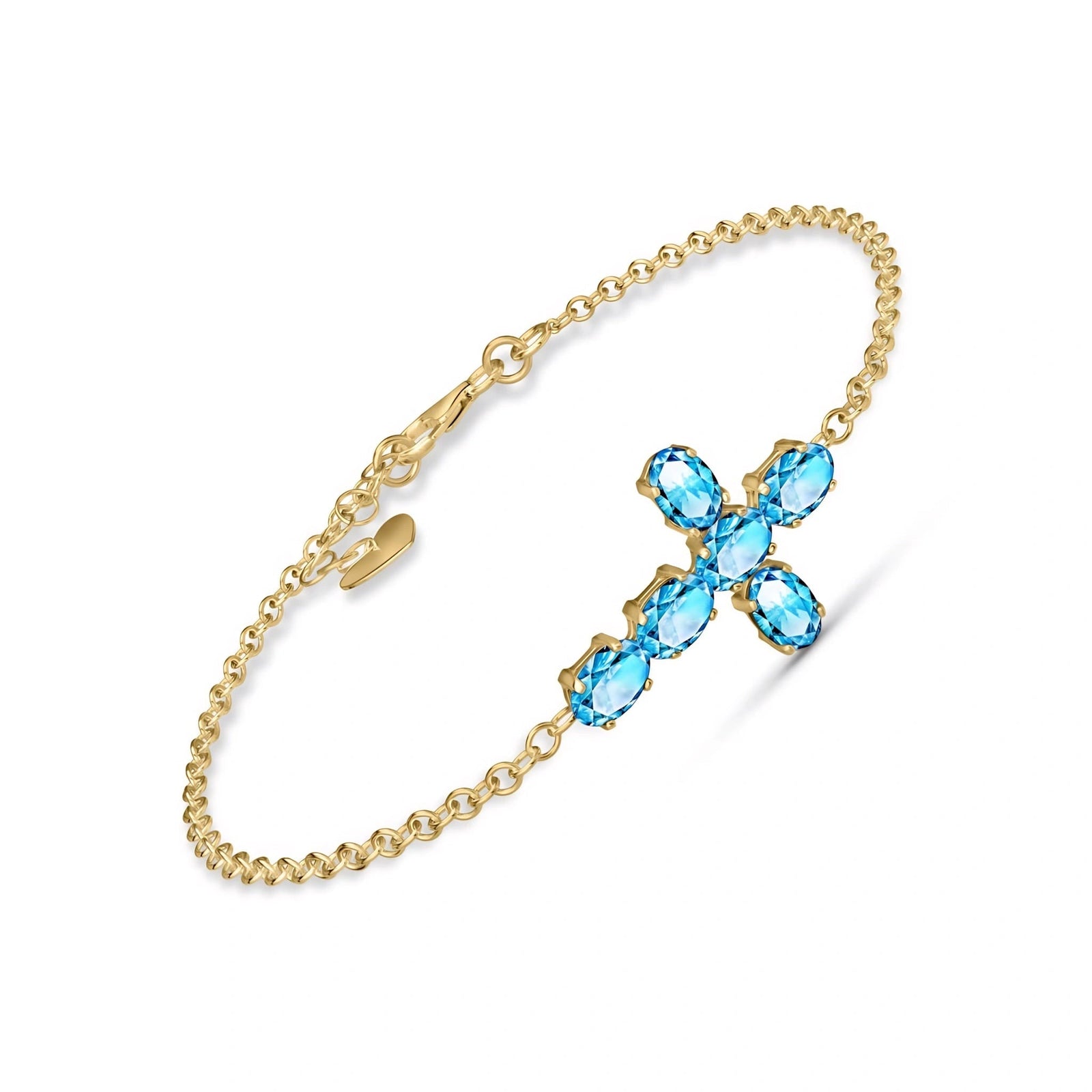 Yellow Gold Celeste Bracelet Blue Topaz 10K — Lucrezia