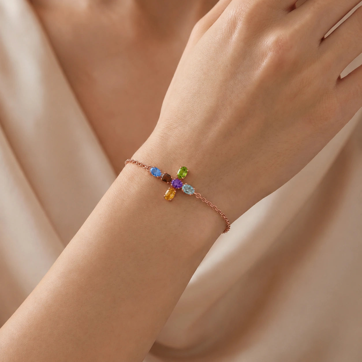 Rose Gold Celeste Bracelet Multi-Gemstone 10K — Lucrezia