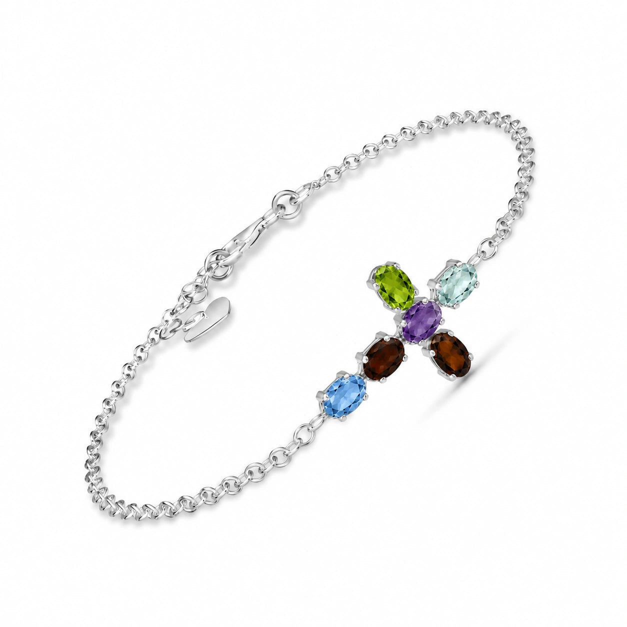 White Gold Celeste Bracelet Multi-Gemstone 10K — Lucrezia