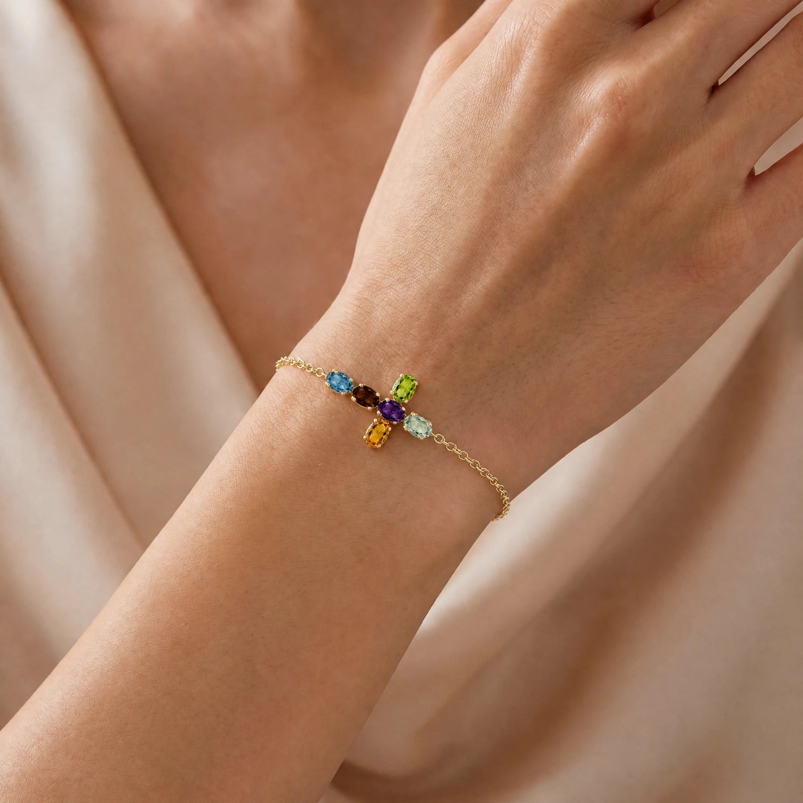 Yellow Gold Celeste Bracelet Multi-Gemstone 10K — Lucrezia