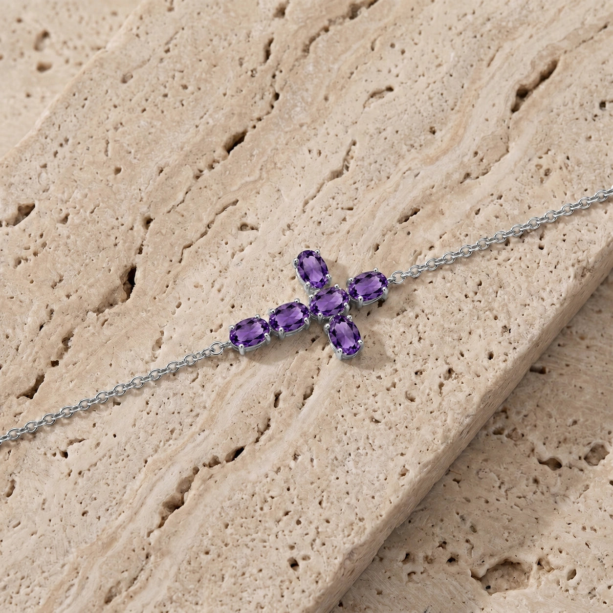 White Gold Celeste Bracelet Amethyst 10K — Lucrezia