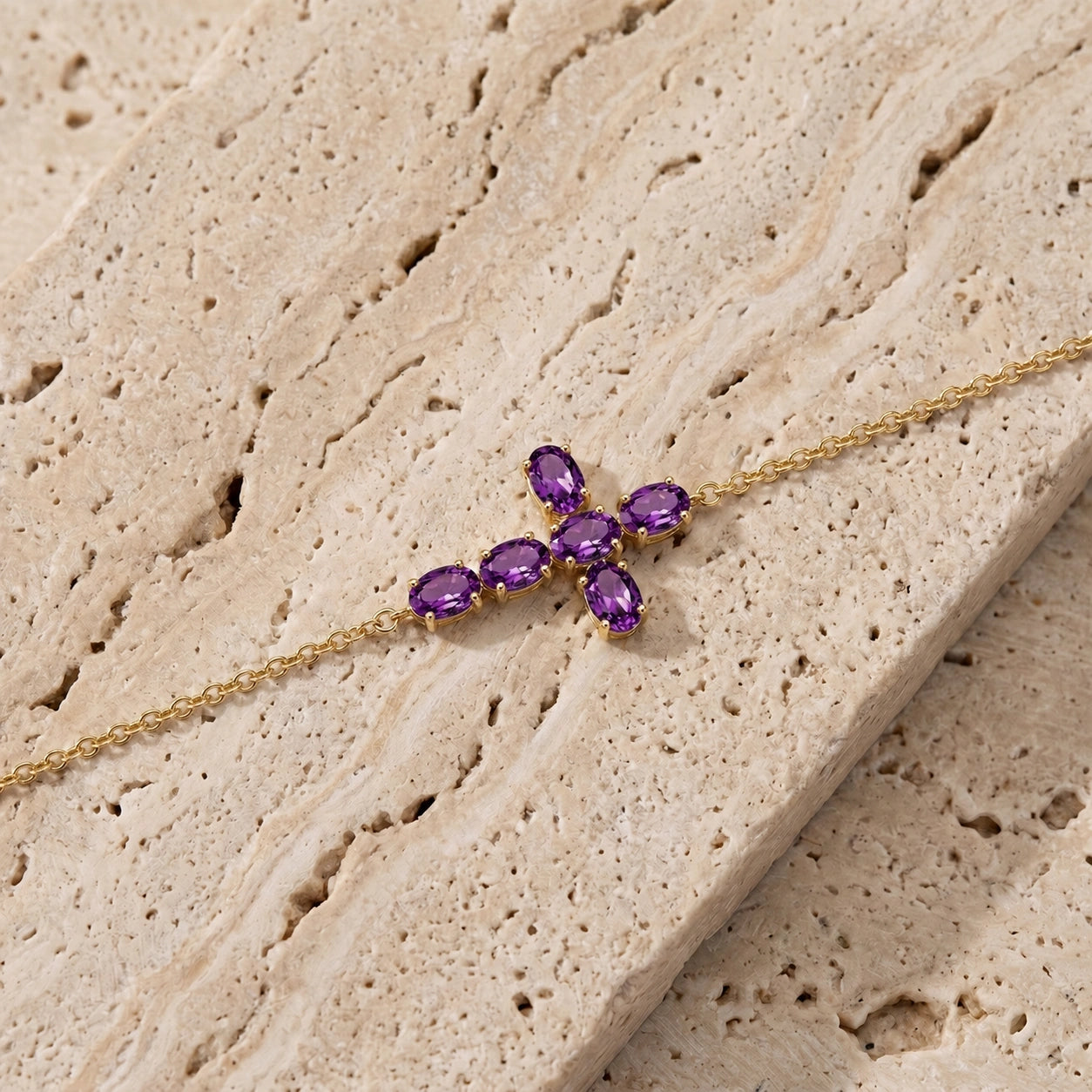 Yellow Gold Celeste Bracelet Amethyst 10K — Lucrezia