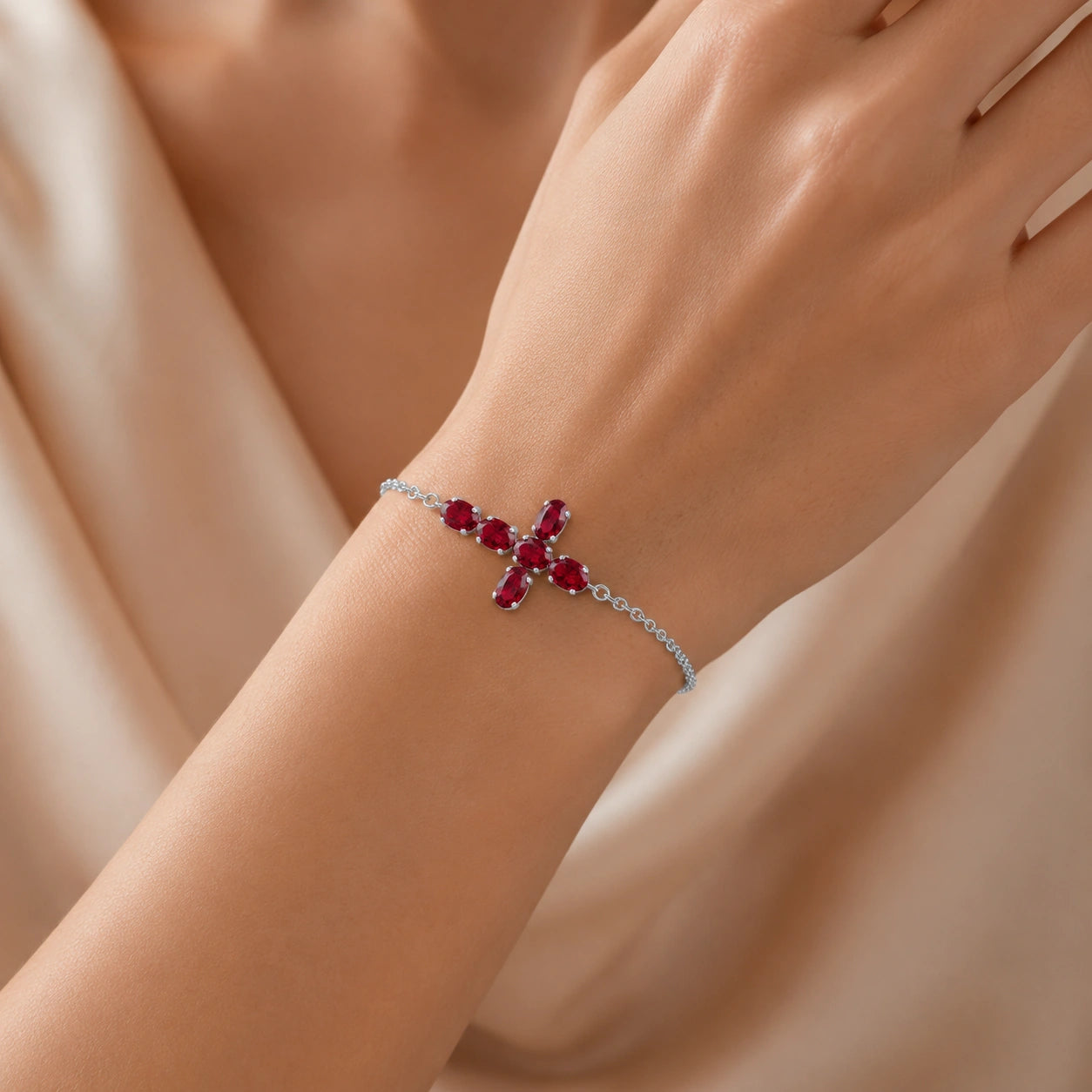 White Gold Celeste Bracelet Ruby 10K — Lucrezia