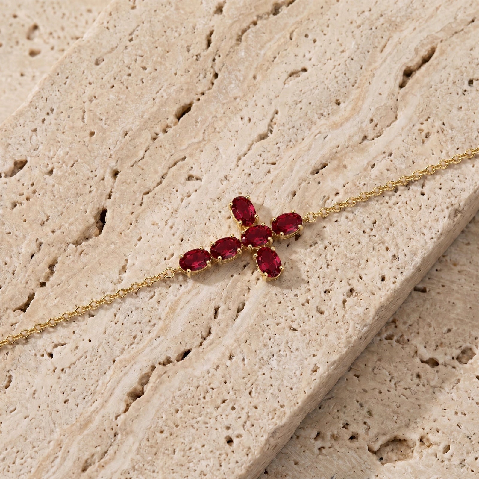 Yellow Gold Celeste Bracelet Ruby 10K — Lucrezia