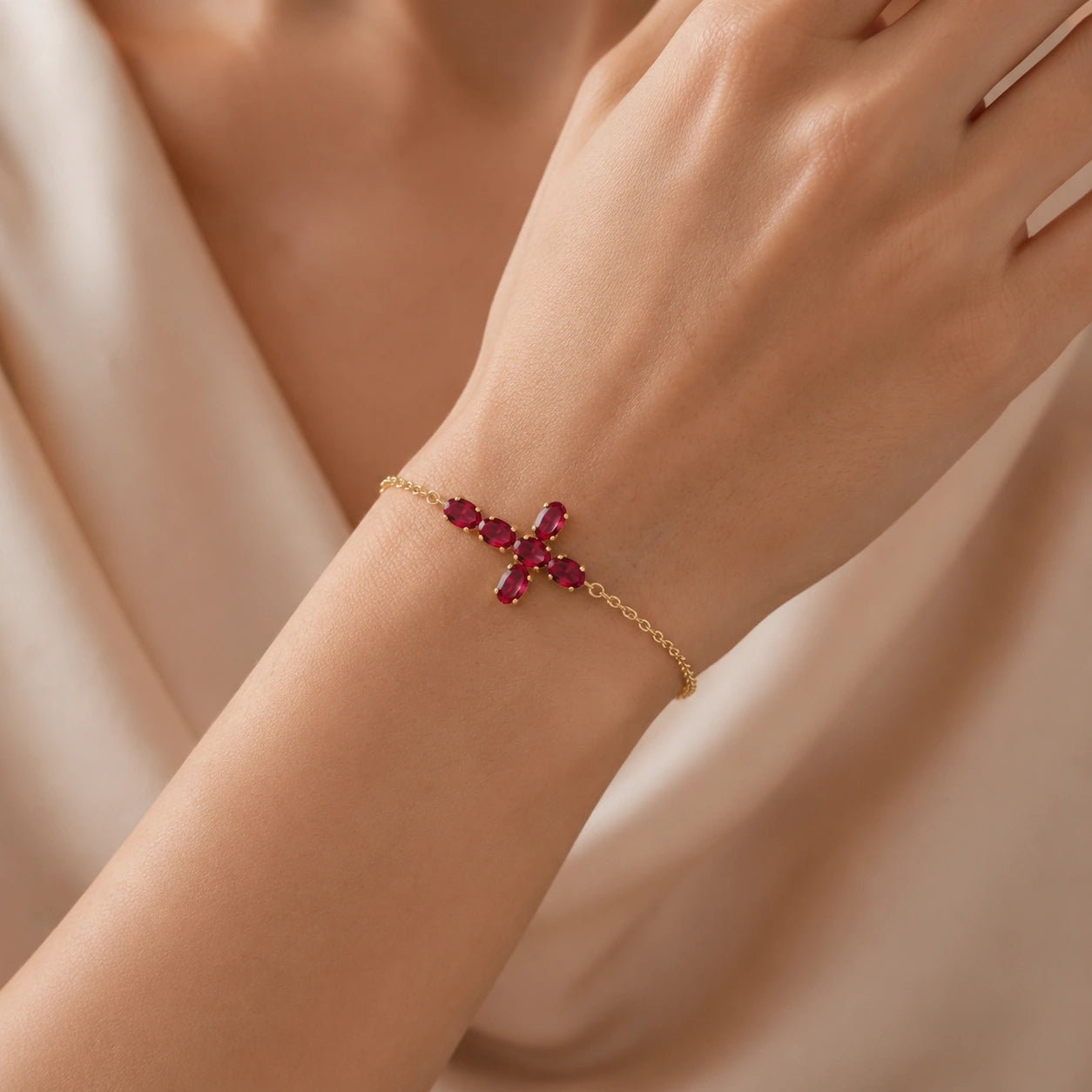 Yellow Gold Celeste Bracelet Ruby 10K — Lucrezia