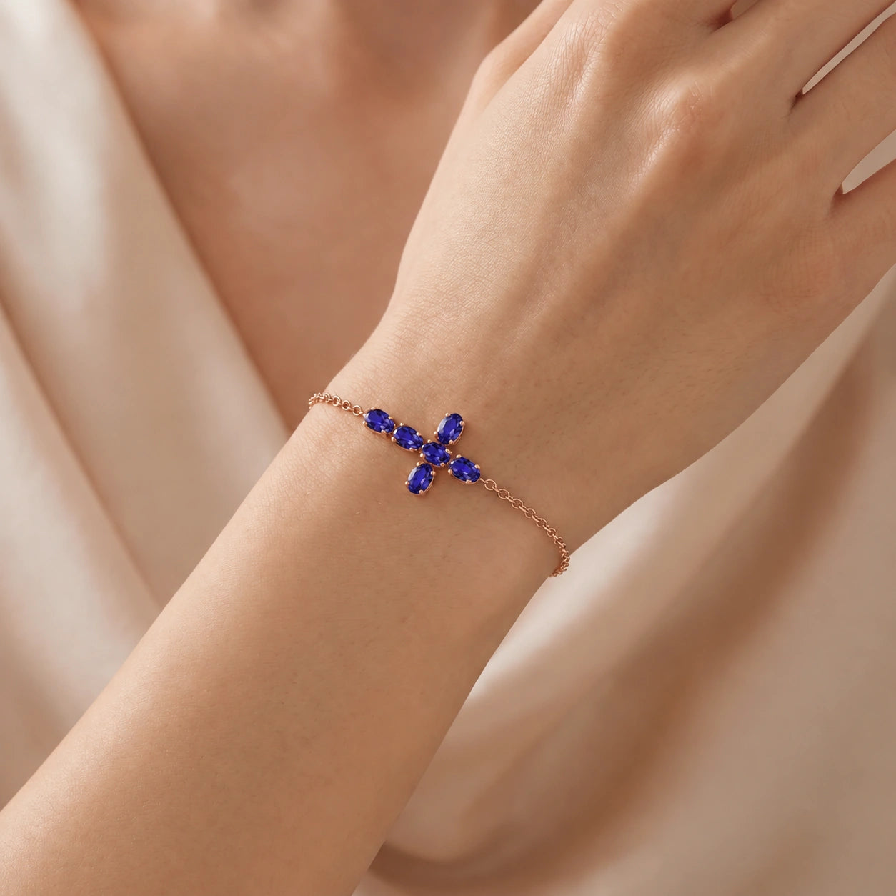 Rose Gold Celeste Bracelet Sapphire 10K — Lucrezia