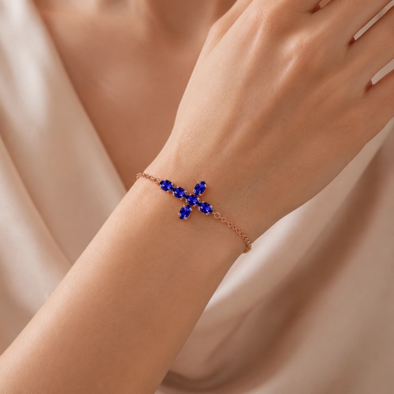 Rose Gold Celeste Bracelet Sapphire 10K — Lucrezia