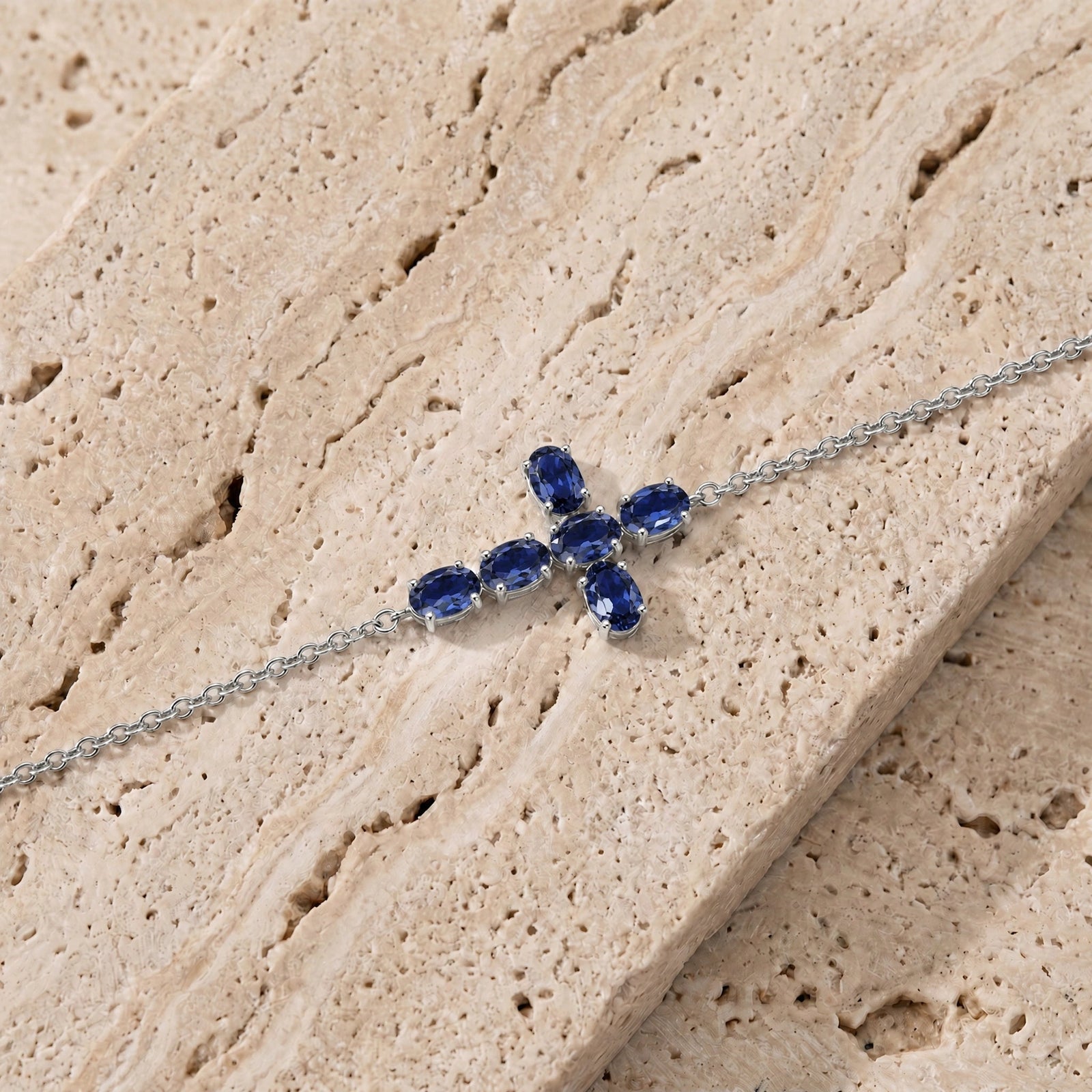 White Gold Celeste Bracelet Sapphire 10K — Lucrezia