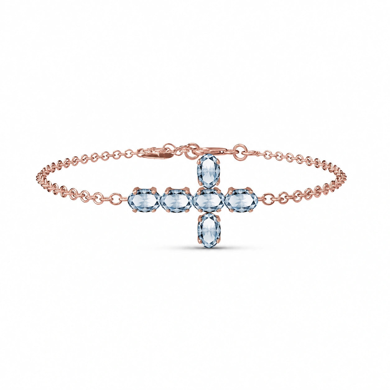 Rose Gold Celeste Bracelet Aquamarine 10K — Lucrezia