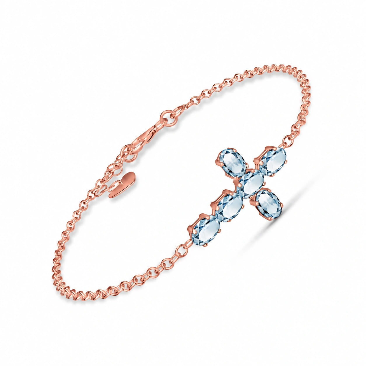 Rose Gold Celeste Bracelet Aquamarine 10K — Lucrezia