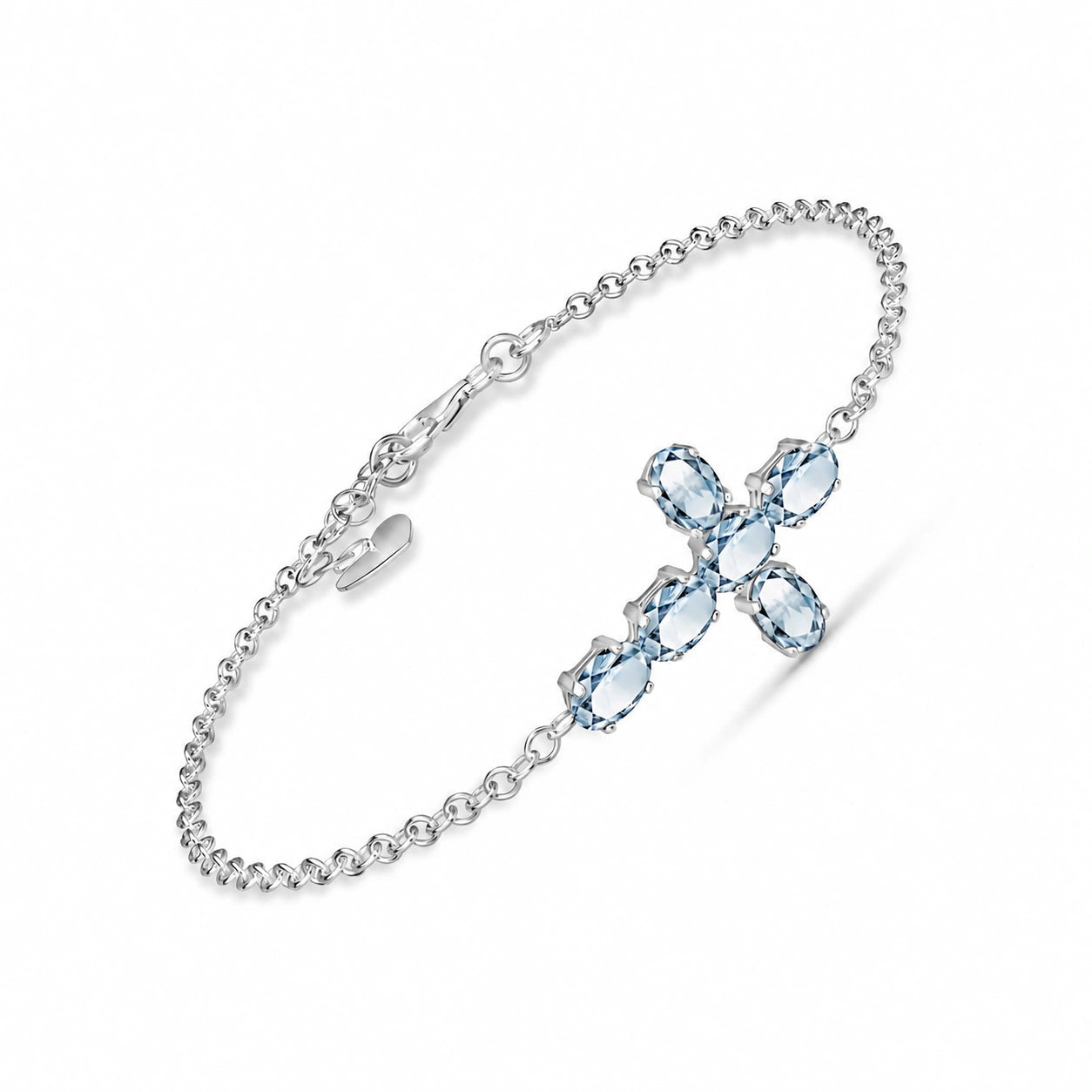 White Gold Celeste Bracelet Aquamarine 10K — Lucrezia