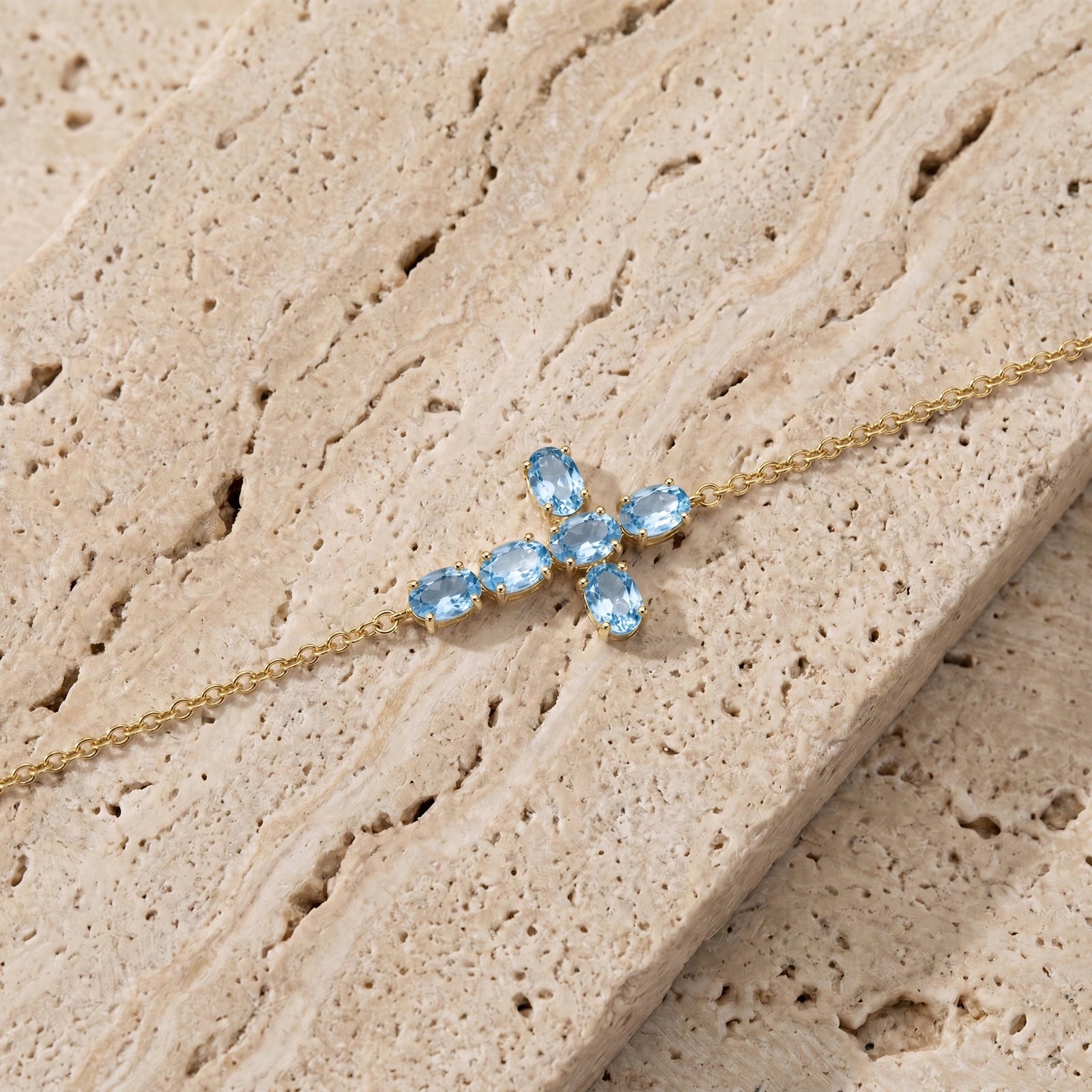 Yellow Gold Celeste Bracelet Aquamarine 10K — Lucrezia