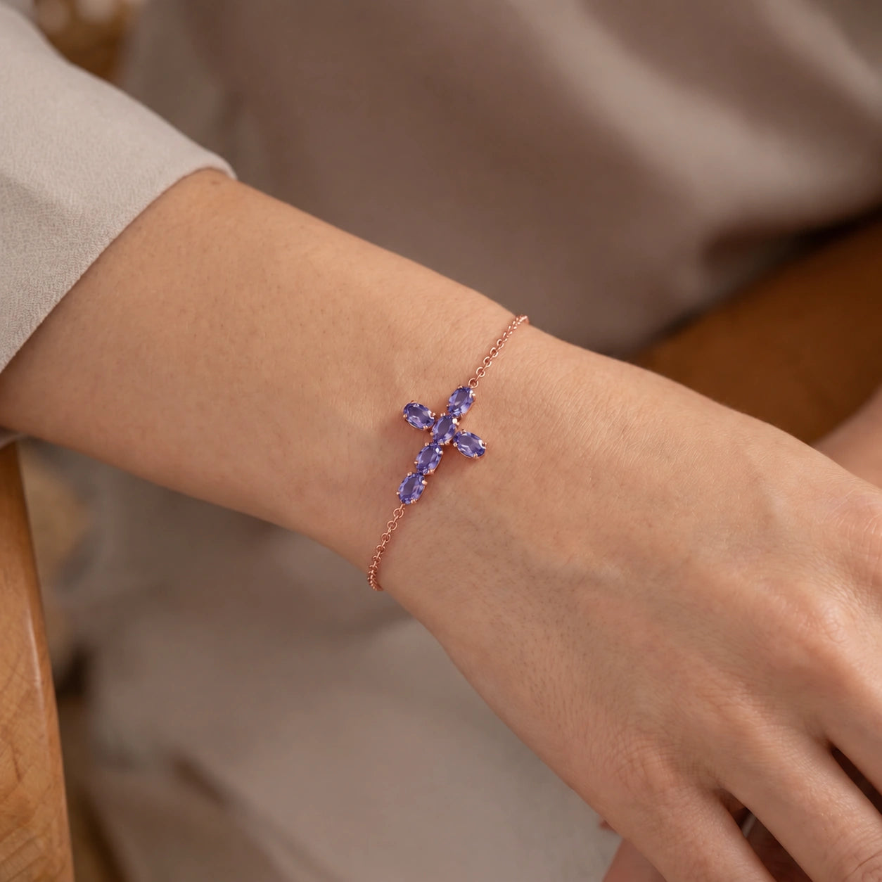Rose Gold Celeste Bracelet Tanzanite 10K — Lucrezia